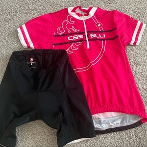 castelli youth cycling jersey and shorts